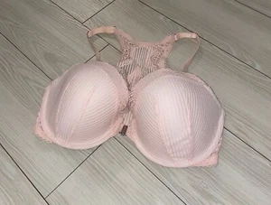 Victorias Secret Dream Angels Lined Demi Bra Lace Front Close Womens 34DDD Pink - Picture 1 of 7