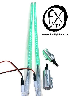 PAIR 4ft quick disconnect green LED light whip SXS ATV UTV 4 wheeler RZR TERYX  - Image 1 of 4