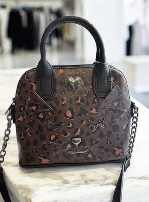 Betsey Johnson LBLINI Crossbody Purse with a Leopard Print Cat Face Design NWT - Image 1 of 4