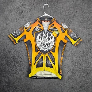 Camiseta deportiva de ciclismo Rock Racing Cadillac Skull para hombre talla M manga corta naranja negra - Imagen 1 de 9