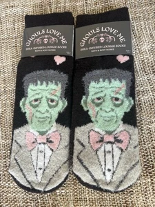 BATH & BODY WORKS HALLOWEEN 2025 SHEA INFUSED LOUNGE SOCKS FRANKENSTEIN 2 Pack - Picture 1 of 2