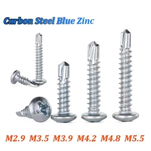 M2.9/3.5/3.9/4.2/4.8/5.5 Carbon Steel Blue Zinc Round Head Self Drilling Screw - Picture 1 of 7