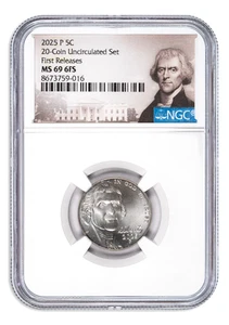 2025 P Jefferson Nickel from 20-Coin Unc Mint Set NGC MS69 6FS - Top Pop! - Picture 1 of 2