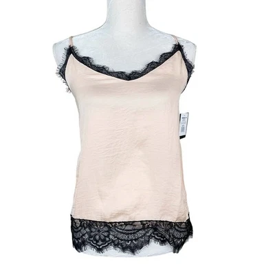 Heartsoul Chemise Lingerie M Blush Peach Black Lace Adjustable New - Image 1 of 4
