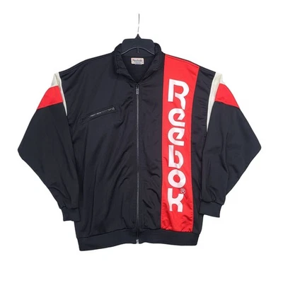 Chaqueta deportiva de tenis Reebok vintage años 70 para hombre mediana negra roja - RARA  Foto 1 de 4