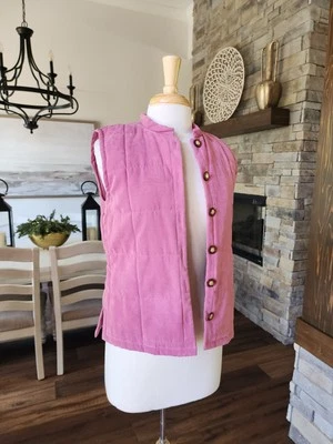 PECK & PECK Purple/Pink QUILTED Tortoise Shell Button OUTERWEAR VEST - SIZE 8P - Image 1 of 4
