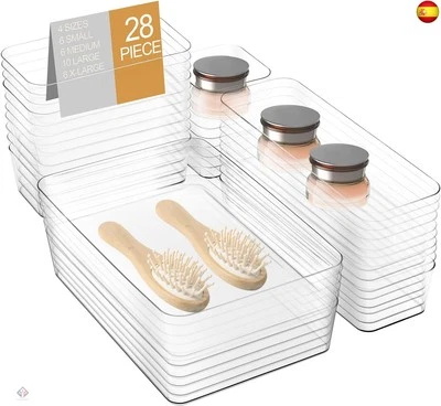 Sprifity 28 Piezas Organizadores de Cajones de Plástico Transparente,con 4  - Imagen 1 de 4
