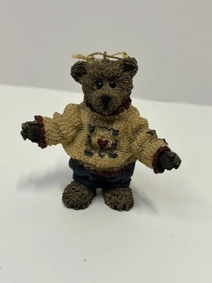 1996 Boyds Bears Bear in Heart Sweater CERAMIC 3" CHRISTMAS ORNAMENT  - Image 1 of 4