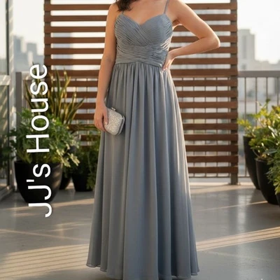 Maxi Vestido Para Mujer JJ's House Azul Polvoriento Plisado Novia Talla 2 Dama de honor Foto 1 de 4