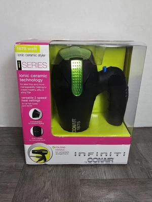 Conair Infiniti Folding Handle 1875 Watt 255gx 2010 Model Black & Green Wired - Image 1 of 4