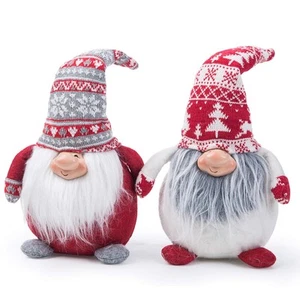 Set of 2 Handmade Christmas Gnomes Plush Swedish Tomte Santa Figurine Christm... - Picture 1 of 6