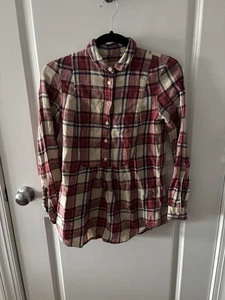 BURBERRY BRIT FRONT BIB RED WHITE PLAID TOP TUNIC SIZE XXS - Picture 1 of 3