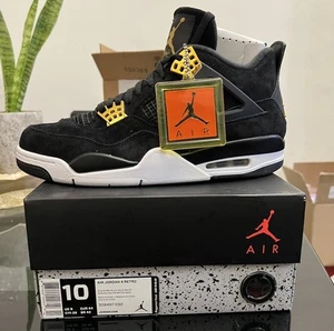 AIR JORDAN 4 RETRO ROYALTY 2017 308497 032 BLACK GOLD WHITE SZ 10 - Picture 1 of 6