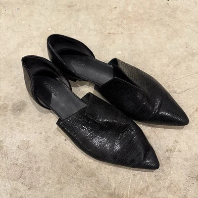 Zapatos sin cordones Vince Darlington punta plana 8M cuero negro D'Orsay Italia Foto 1 de 4