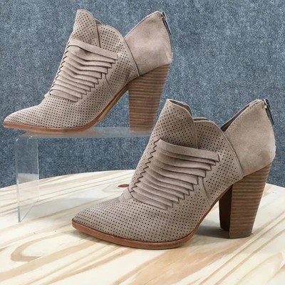 Vince Camuto Botas Mujer 7.5 M Levana Botines Tacones Bloque Cuero Beige Foto 1 de 4
