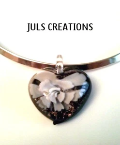 SCONTO 10g:COLLANA '60 <CUORE> MURRINA CON CONCHIGLIA,ARGENTO/PLATINO,BELLISSIMA - Foto 1 di 2