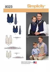 Simplicity 8023 S-XL Men Boy Vest Cummerbund Tie Dresswear Formal Pattern - Picture 1 of 4