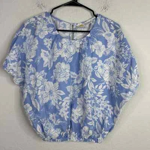 C&C California Shirt Womens M Tropical Floral Linen Batwing Sleeve Boho Peasant - Picture 1 of 8
