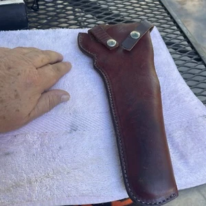 Hunter 1100-50 Brown Leather Belt Loop Holster Button Snaps Vintage Great Shape - Picture 1 of 12
