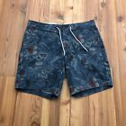 Abercrombie And Fitch Blue Floral Pattern Drawstring Flat Front Shorts Mens L