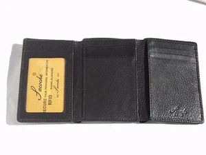 Cartera triple Sacoche 2016 de cuero negro RFID - Imagen 1 de 3