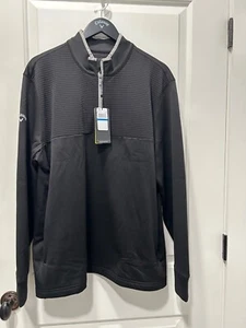 NEW WITH TAGS, CALLAWAY CGM715 OTTOMAN FLEECE 1/4-ZIP PULLOVER-BLACK-XL - Picture 1 of 3