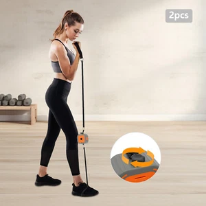 2pc Workout Bands Resistance & Pump with Handles Yoga Elastic Fitness Exercise - Picture 1 of 20