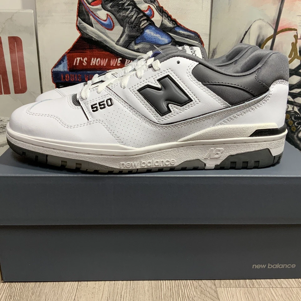 New Balance 550 白色 Castlerock 灰色 (BB550WTG) 男式 10.5 码 — 第 1/4 张图片