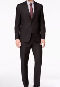 $396 Marc New York Men's Black Textured Modern-Fit 2-Piece Suit Jacket Pants 44S
