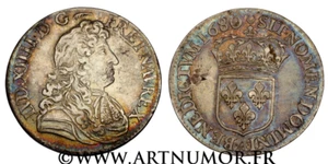 LOUIS XIV - DEMI ÉCU À LA CRAVATE, 1680 A PARIS - Picture 1 of 1