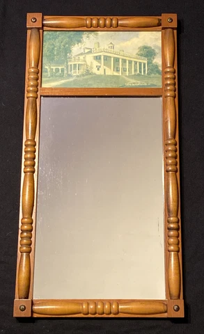Vintage American Empire Trumeau Wall Mirror W/ Lithograph Print WoodWrighters Cover