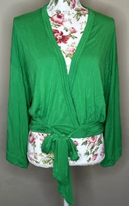 Free People Top Damen Gr. M Kelly grün V-Ausschnitt Kimonoärmel zum Wickeln - Bild 1 von 13