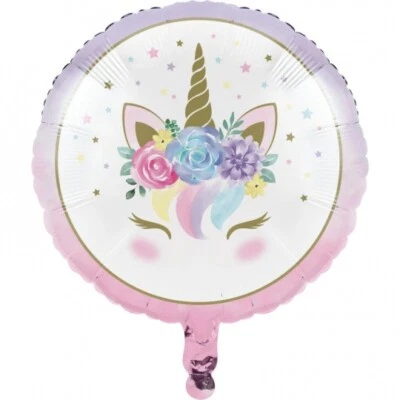 Unicorn Baby Foil Balloon 18" Floral Unicorn Girl Baby Shower Decorations - Image 1 of 2