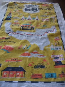 Route 66 Tourist Towel Vestiges Map Attractions 21 x 28 Inches. - Picture 1 of 7