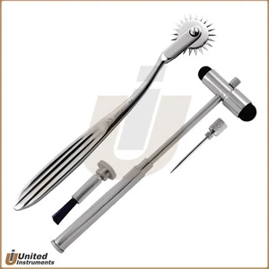 2Pcs Neurological Reflex T-Shape Hammer Medical Diagnostic Wartenberg Pin Wheel - Picture 1 of 2