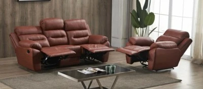 3+1 Sofa Kombination, verstellbare Ledercouch mit Relaxfunktion, 5131-3+1-206 - Bild 1 von 4