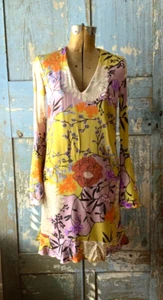 LES COPAINS Abstract Floral Ruffled Dolman Sleeve DRESS Sz 40 Made in Italy - Picture 1 of 13