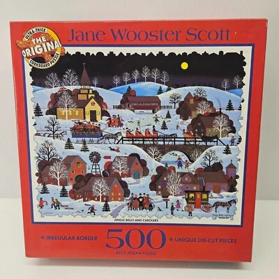 Ceaco Jane Wooster Scott Jingle Bells and Carolers Corkboard Puzzle 500 pc - Image 1 of 4