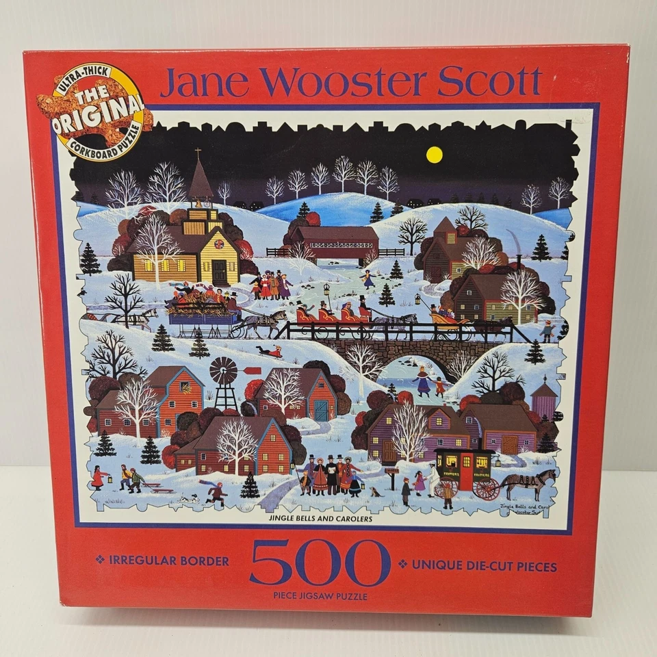 Ceaco Jane Wooster Scott Jingle Bells and Carolers Corkboard Puzzle 500 pc - Image 1 of 4