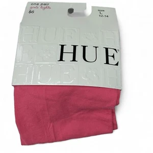 HUE Girls Opaque Tights Pinkie Pink Sz L (12-14) 35-66lbs | 1 Pair NWT - Picture 1 of 4