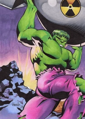 ORIGINAL Hulk 1/1 Jumbo Sketch Card PSC Art - Image 1 of 3