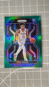 2021-22 Panini Prizm Tre Mann Green Prizm and Base Silver Rookie RC #274 Thunder - Bild 1 von 7