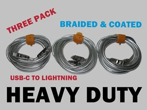 3 PACK For iphone 12 13 14 + Durable HEAVY DUTY Fast Charging USB C- 8 PIN Cable - Picture 1 of 12