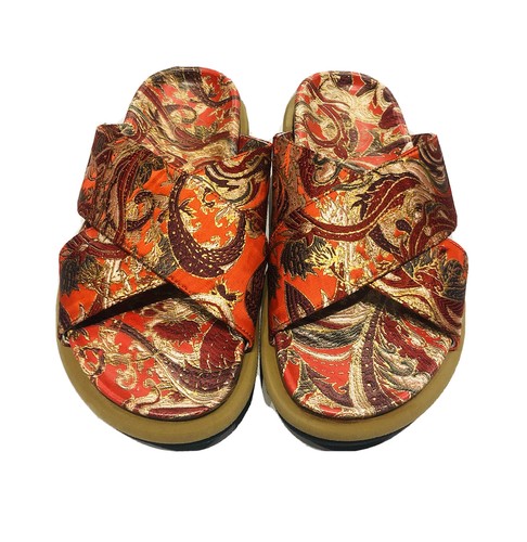 VANS Scarpe sandali piatti Dries Van Noten rosso arancione paisley motivo donna