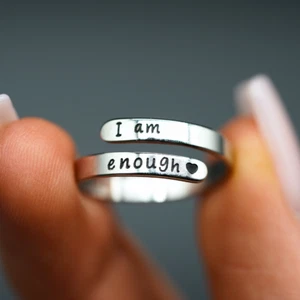 I Am Enough Stainless Steel Ring Jewelry Grateful Birthday Gift - Picture 1 of 6