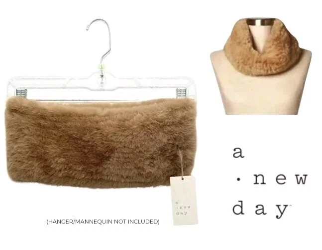 Women's Faux Fur Snood Scarf Cowl One Size Fits Most Maple Brown Tan