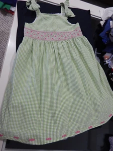 VTG VHTF Gymboree Girls size 8 Green Gingham Smocked Sundress Match sis 2t - Picture 1 of 10