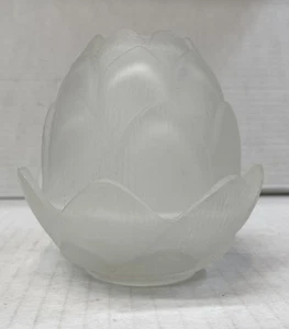 1987 Frosted Glass Lotus Flower Petal Fairy Lamp - Vintage Made In Korea READ - Picture 1 of 13