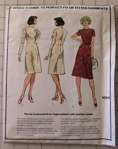 Vogue 1004 Basic Pattern Guide To Perfect Fit Instructions Dress Size 12 Uncut - Picture 1 of 4