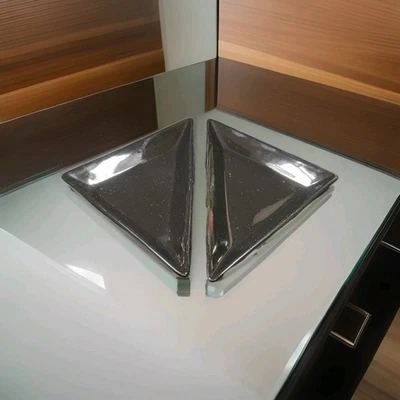 Pampered Chef Simple Additions Triangles Set of 2 Black Dishes Plates Model 1928 - Image 1 of 4